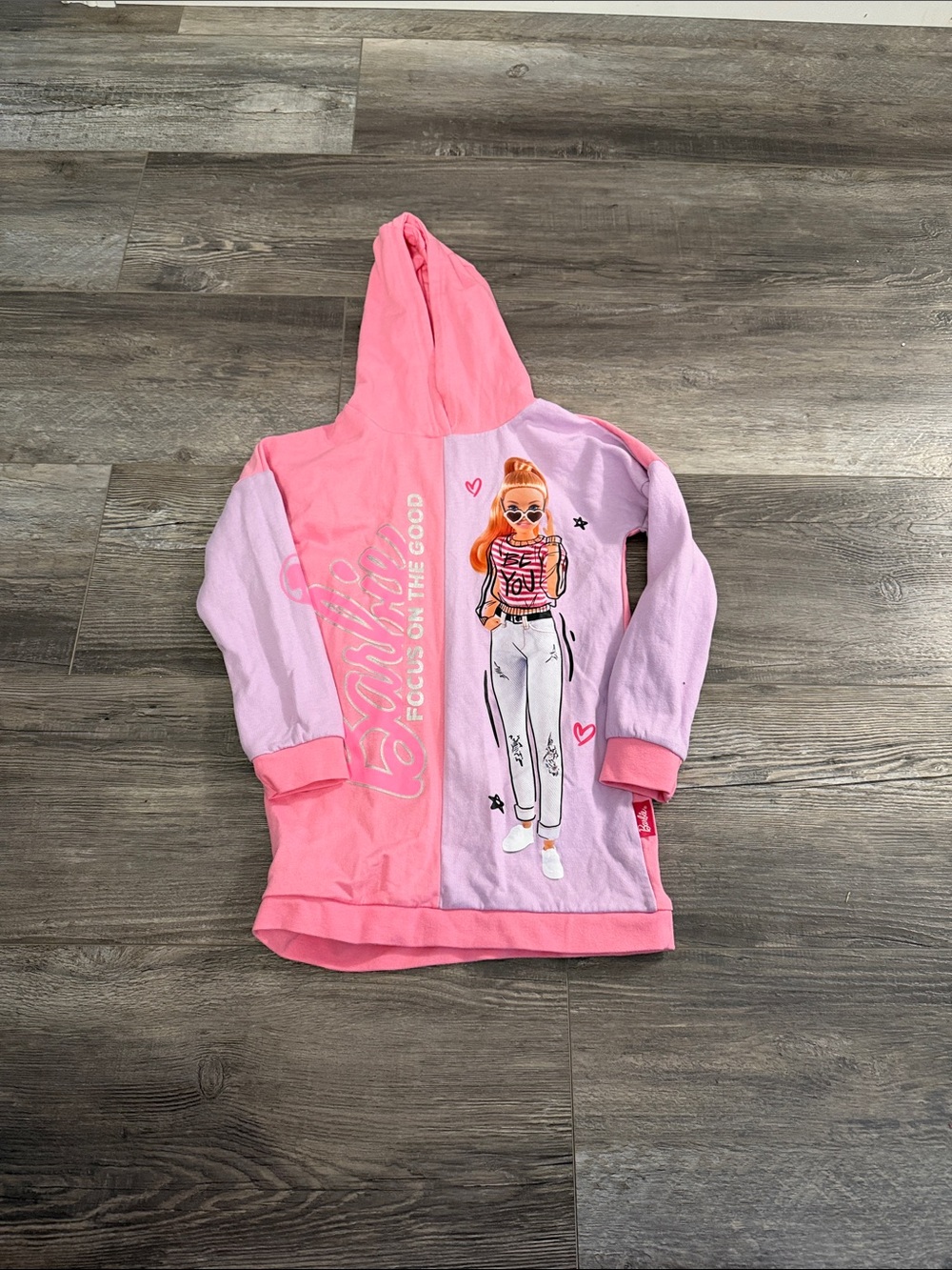 Barbie Girls' Pink & Light Purple Hooded Graphic Sweatshirt
